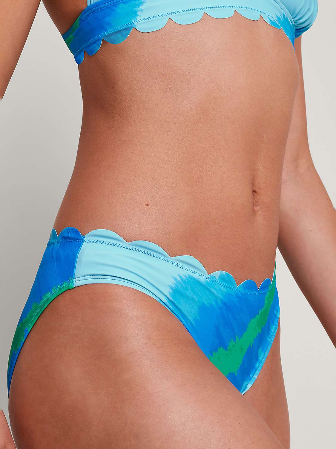 Buy Monsoon Zifia Scalloped Edge Bikini Bottoms, Blue/Multi Online at johnlewis.com