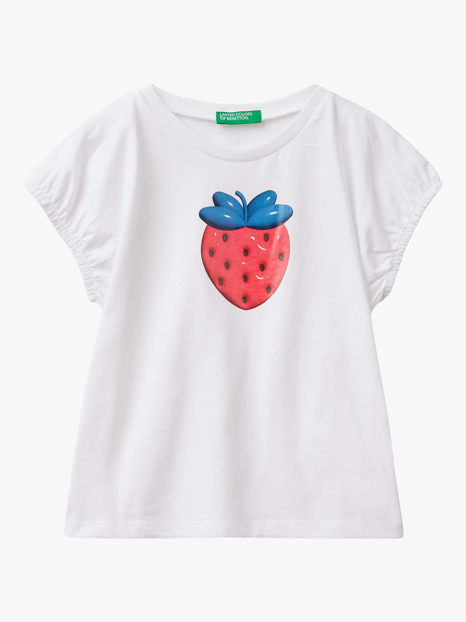 Buy Benetton Kids' Strawberry Print Short Sleeve T-Shirt, Optical White Online at johnlewis.com