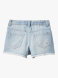 Benetton Kids' Frayed Hem Denim Shorts, Light Blue Denim