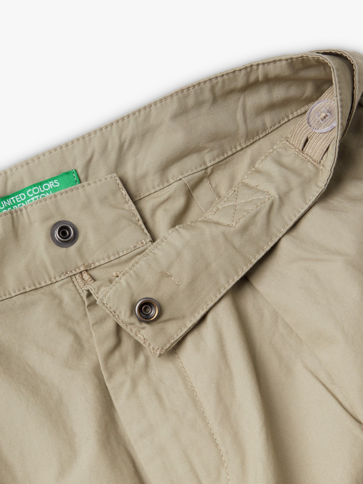 Benetton Kids' Front Detail Poplin Trousers, Military Green, 11-12 years