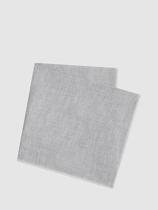 Reiss Siracusa Linen Pocket Square, Soft Ice