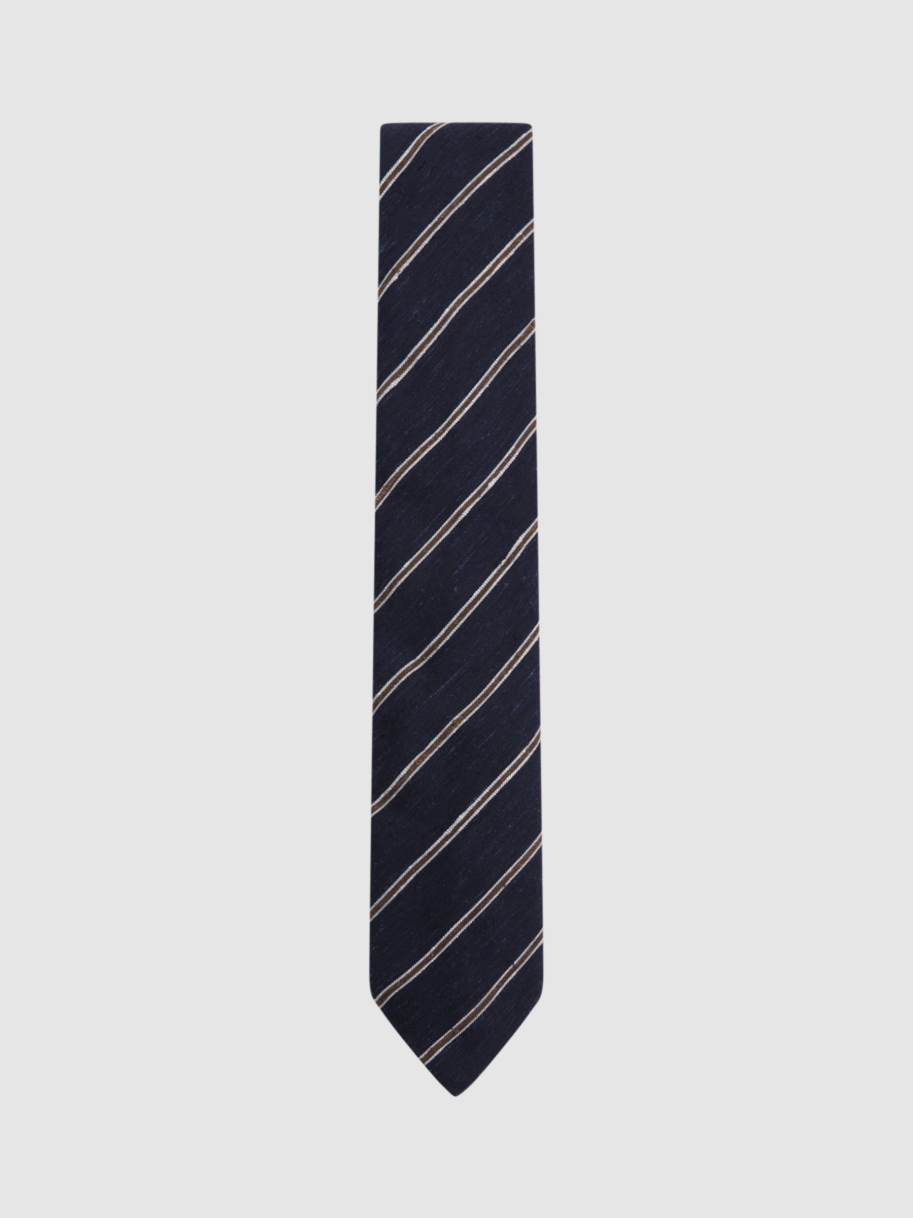 Reiss Ravenna Stripe Silk Blend Tie, Navy