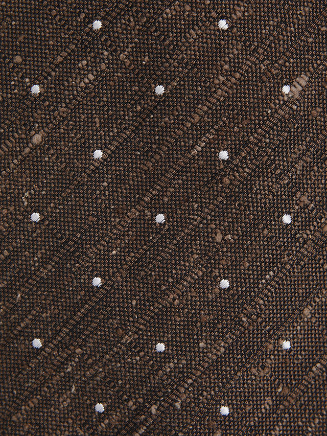Reiss Lorenzo Pin Dot Textured Silk Blend Tie, Chocolate