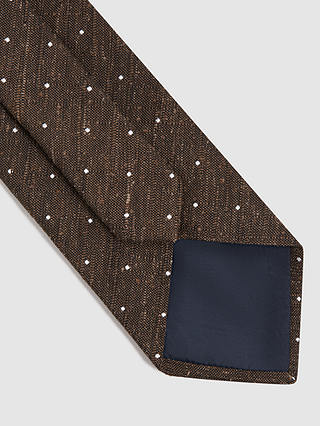 Reiss Lorenzo Pin Dot Textured Silk Blend Tie, Chocolate