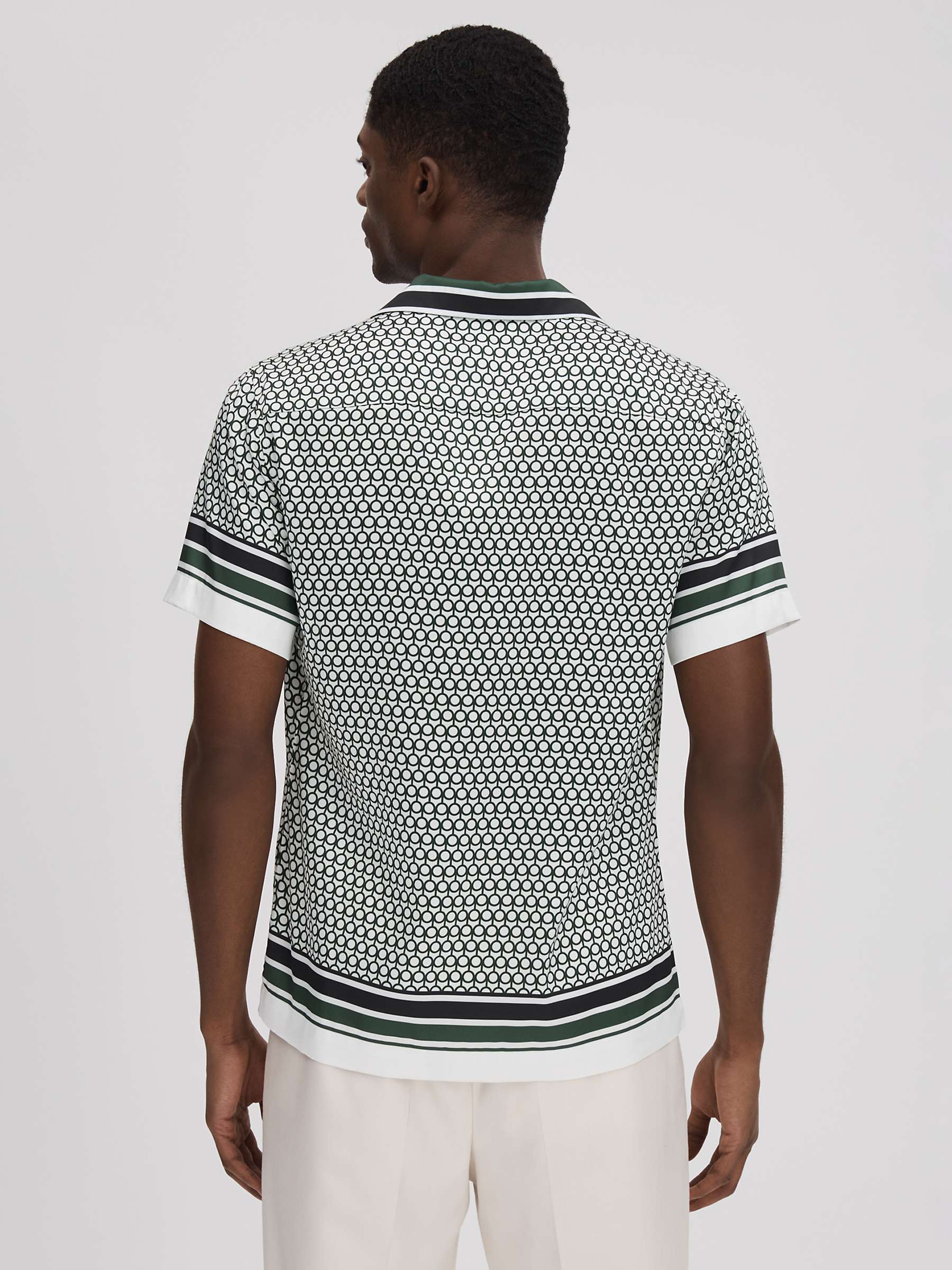 Buy Reiss Blair Geometric and Stripe Print Shirt, White/Green Online at johnlewis.com