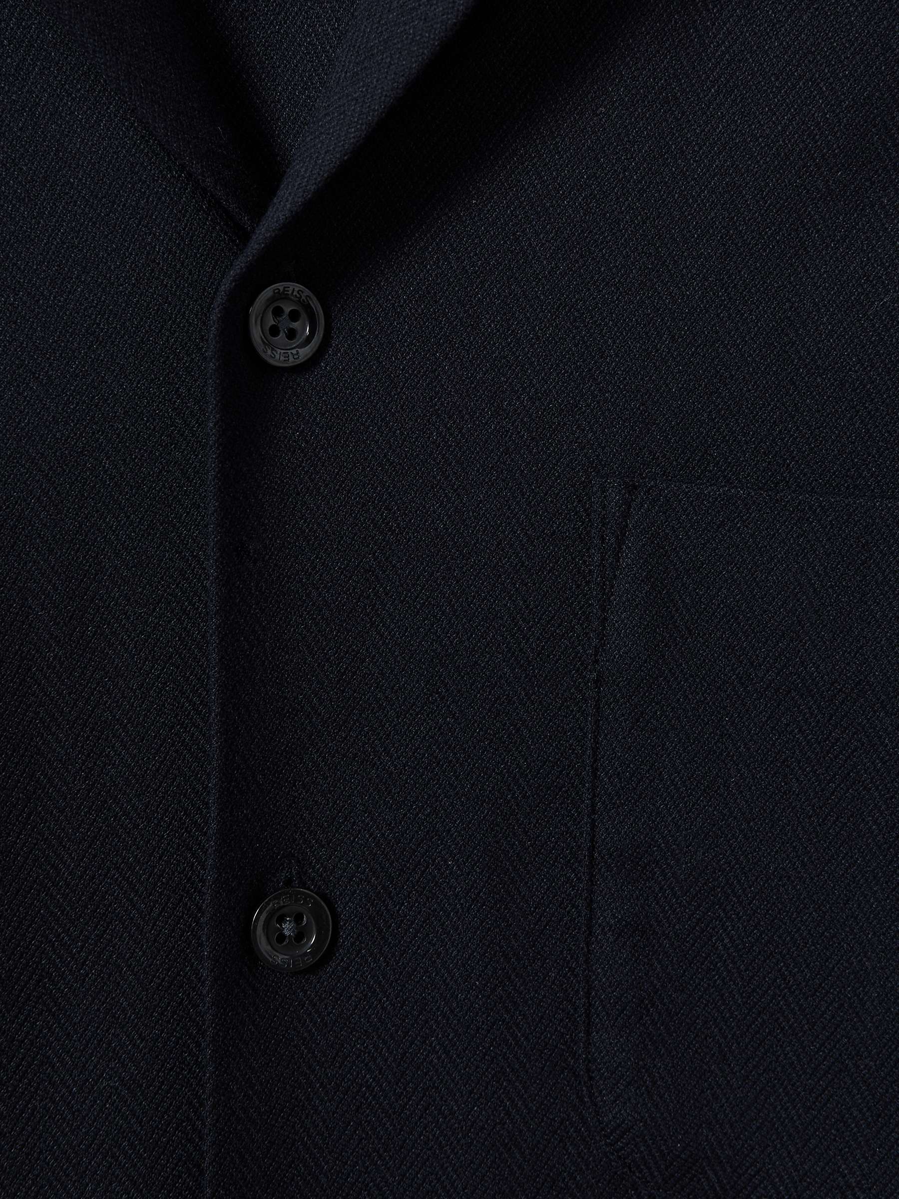 Buy Reiss Nitus Herringbone Short Sleeve Shirt, Navy Online at johnlewis.com