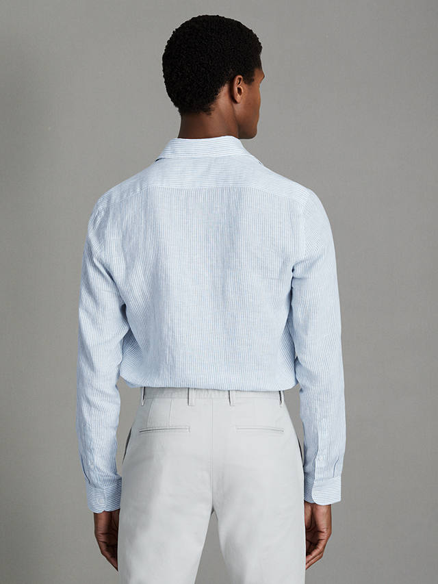 Reiss Ruban Long Sleeve Linen Shirt, Soft Blue
