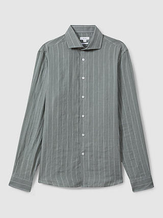 Reiss Ruban Striped Linen Shirt, Sage