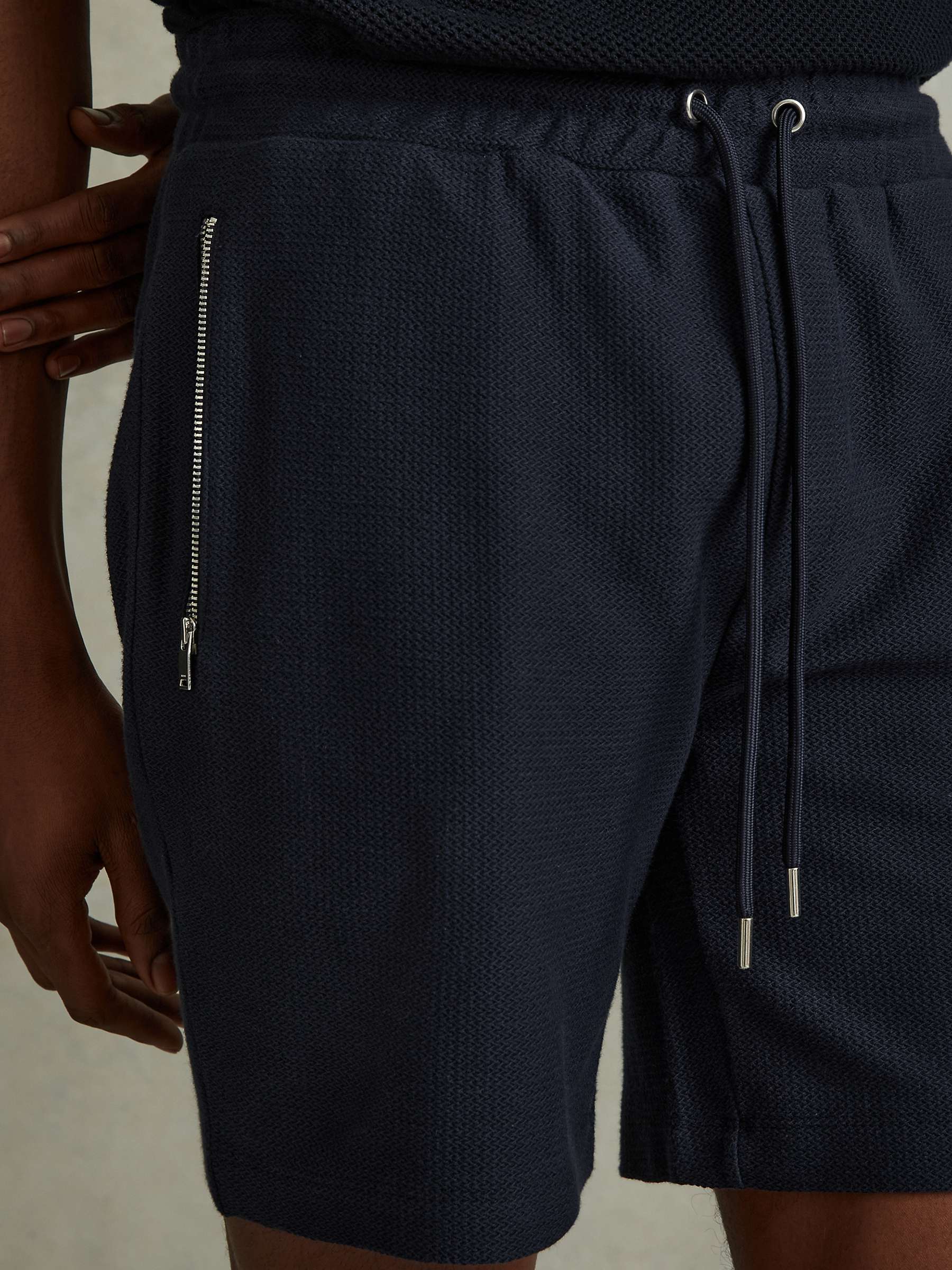 Buy Reiss Hester Textured Drawstring Shorts, Navy Online at johnlewis.com