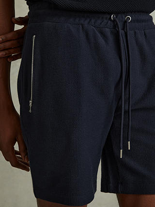 Reiss Hester Textured Drawstring Shorts, Navy