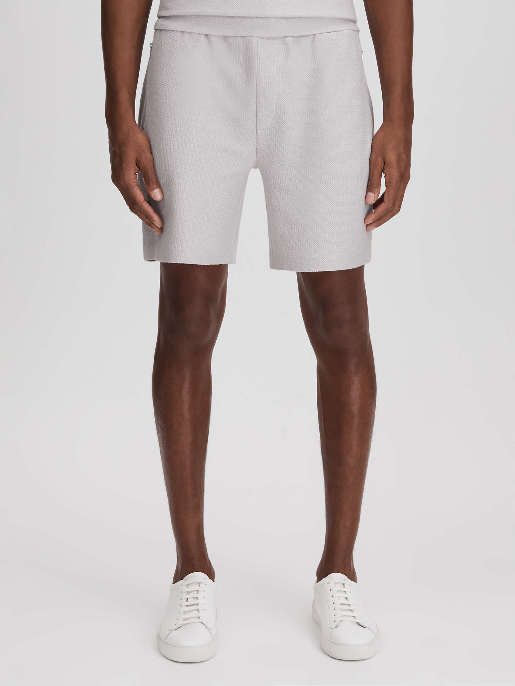 Buy Reiss Hester Textured Drawstring Shorts, Silver Online at johnlewis.com