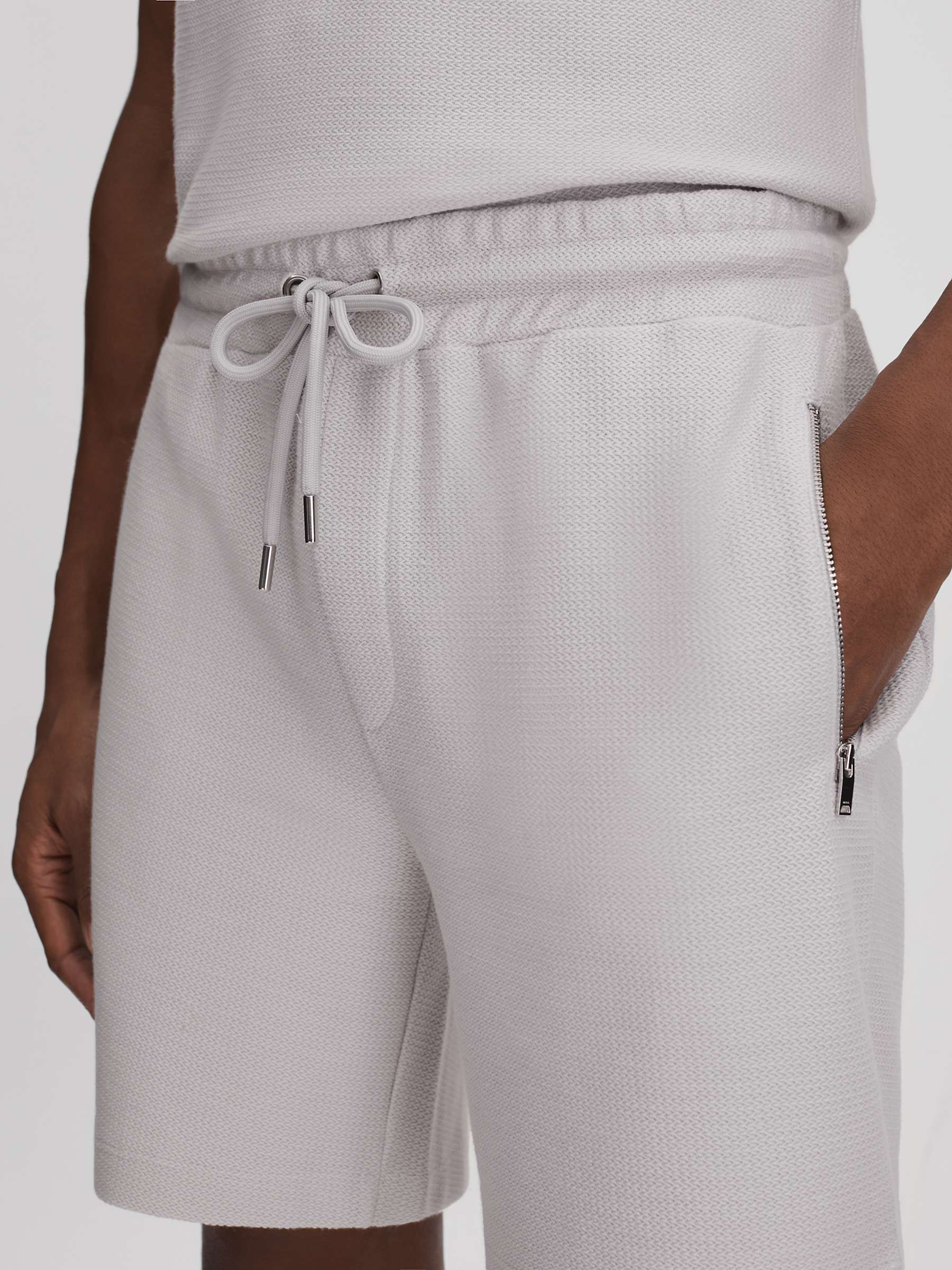 Buy Reiss Hester Textured Drawstring Shorts, Silver Online at johnlewis.com