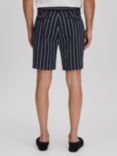 Reiss Lake Fine Stripe Side Adjustable Shorts, Navy/White