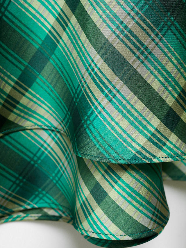 Mango Scot Satin Check Bow Wrap Mini Dress, Green