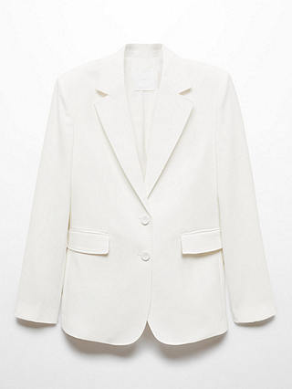 Mango Iguana Single Breasted Suit Blazer, White