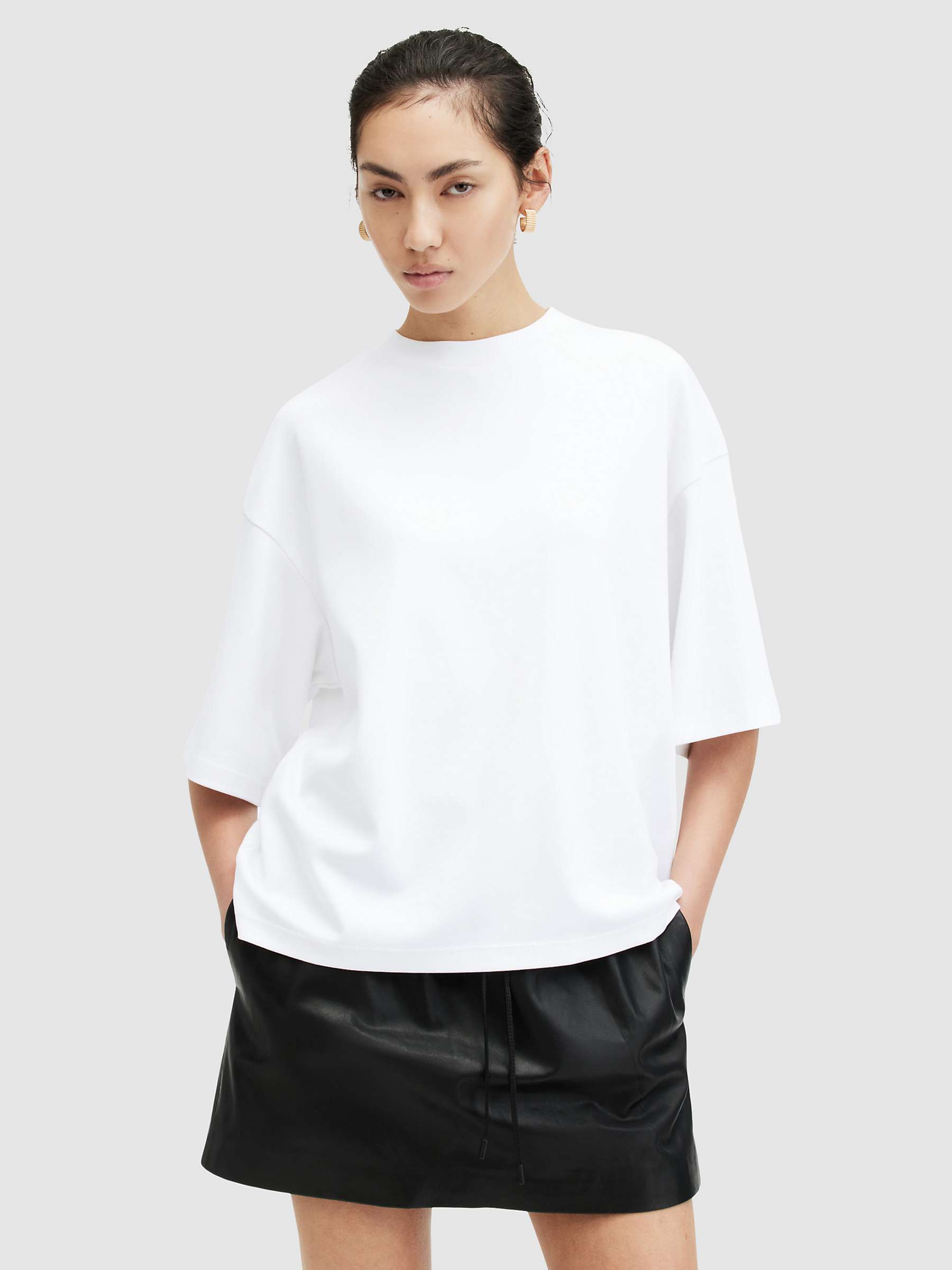 Buy AllSaints Amelie Oversized Organic Cotton T-Shirt, White Online at johnlewis.com