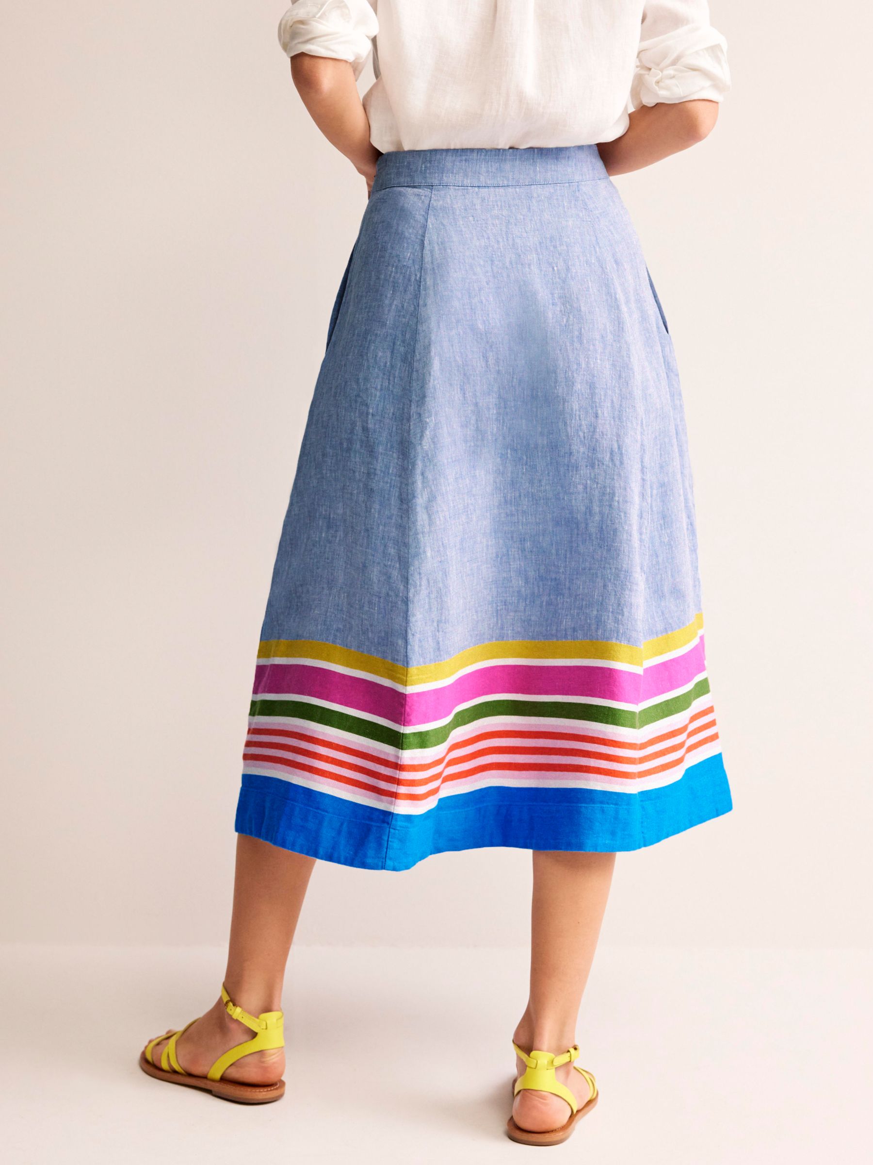 Buy Boden Stripe Hem Midi Skirt, Blue/Multi Online at johnlewis.com