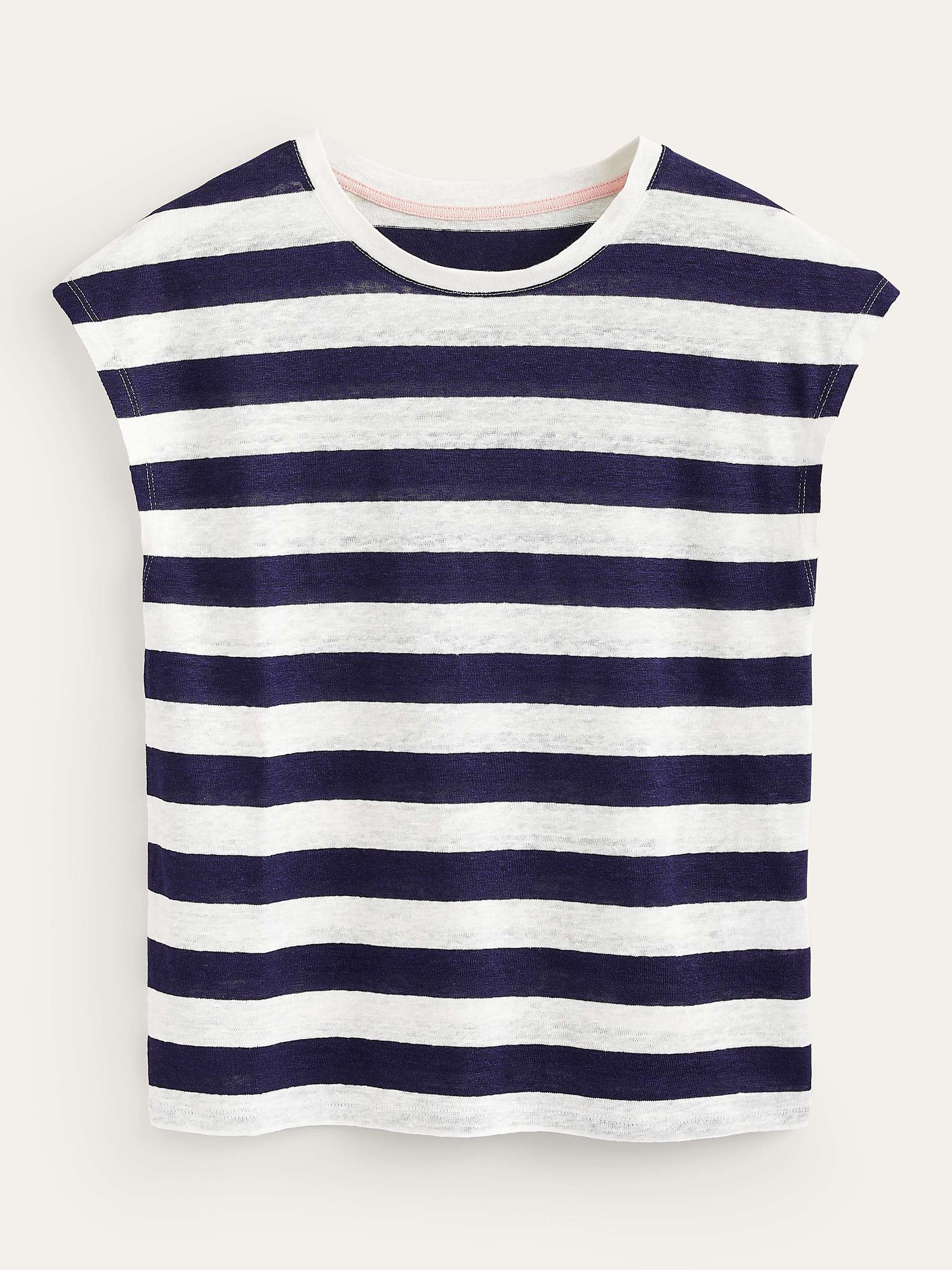 Buy Boden Louisa Crew Neck Stripe Linen T-Shirt, Navy/Ivory Online at johnlewis.com