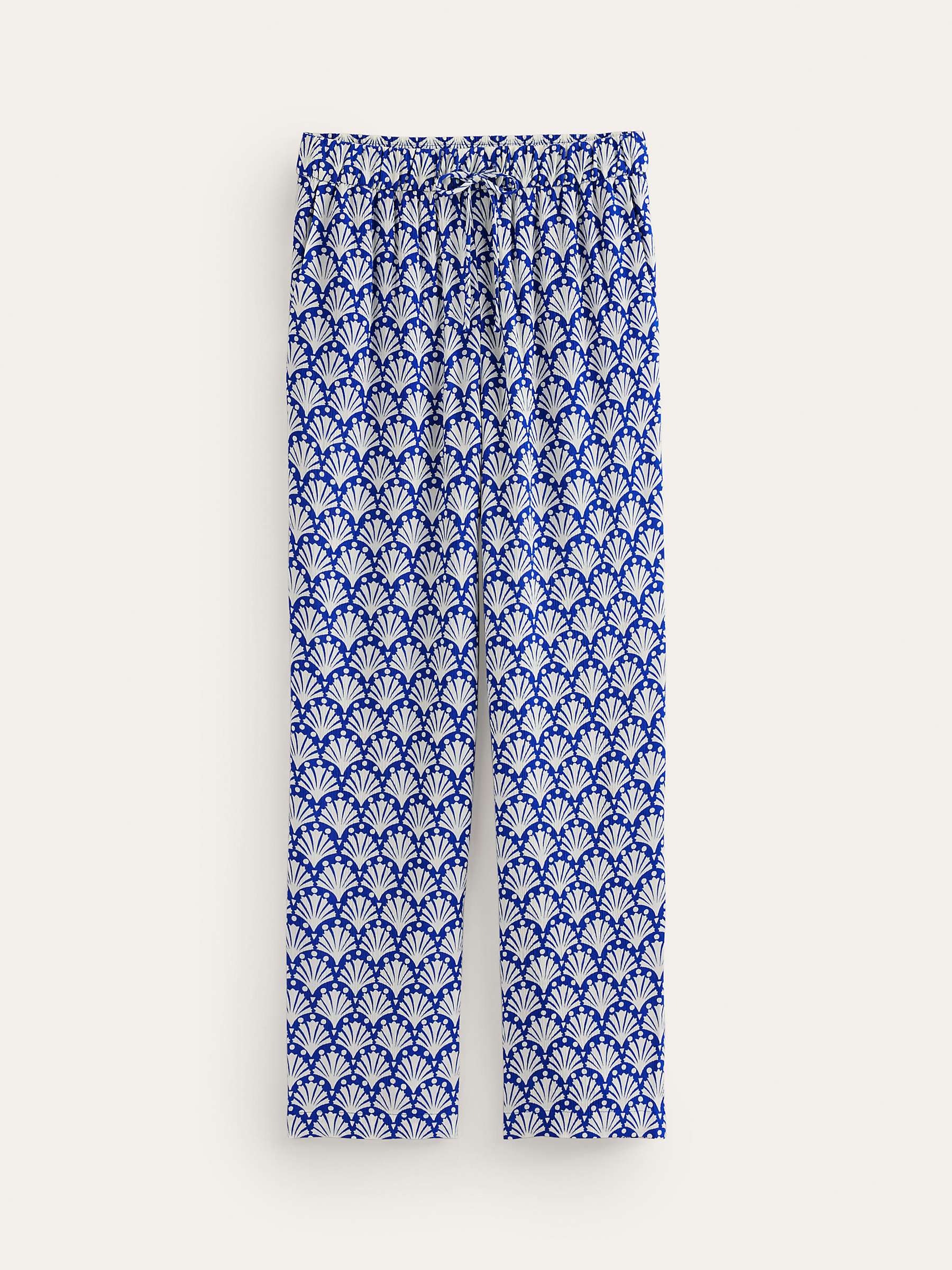 Buy Boden Shells Print Crinkle Tapered Trousers, Ivory/Blue Online at johnlewis.com