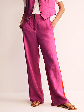 Boden Westbourne Wide Leg Linen Trousers, Pink