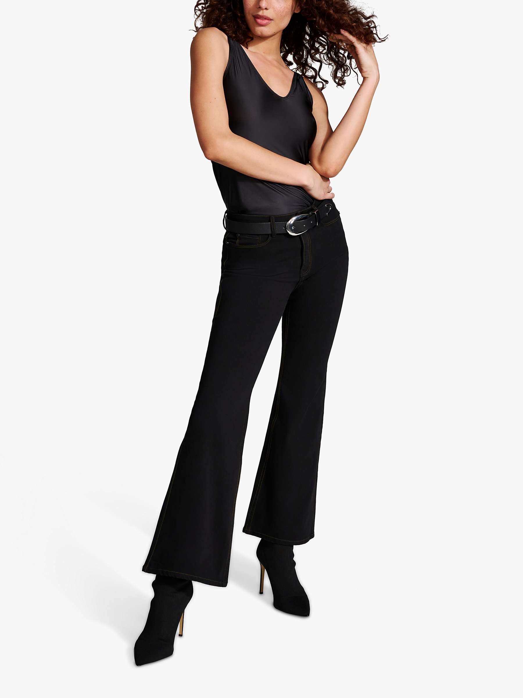 Buy Commando High Rise Flared Jeans, Black Online at johnlewis.com