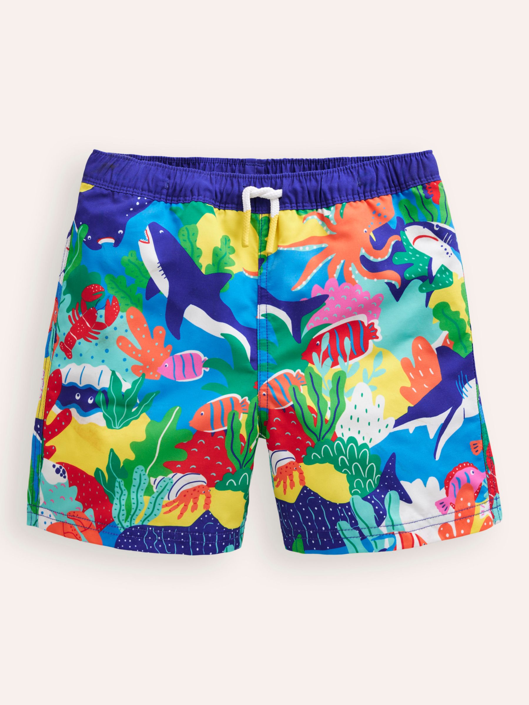 Mini Boden Kids' Rainbow Reef Print Swim Shorts, Multi, 2-3 years