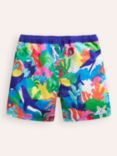 Mini Boden Kids' Rainbow Reef Print Swim Shorts, Multi