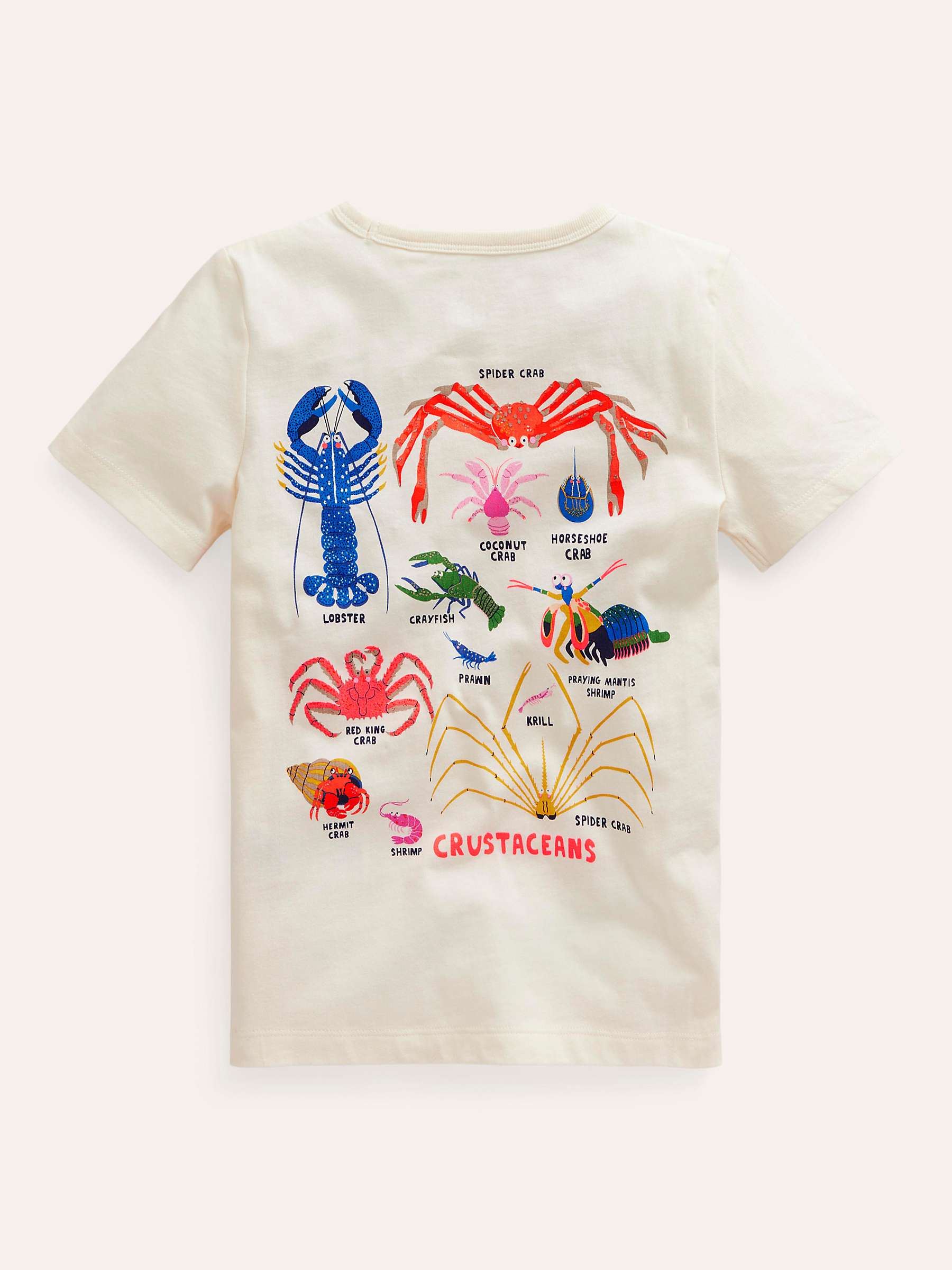 Buy Mini Boden Kids' Sealife Printed Educational T-Shirt, Ivory Crustaceans Online at johnlewis.com