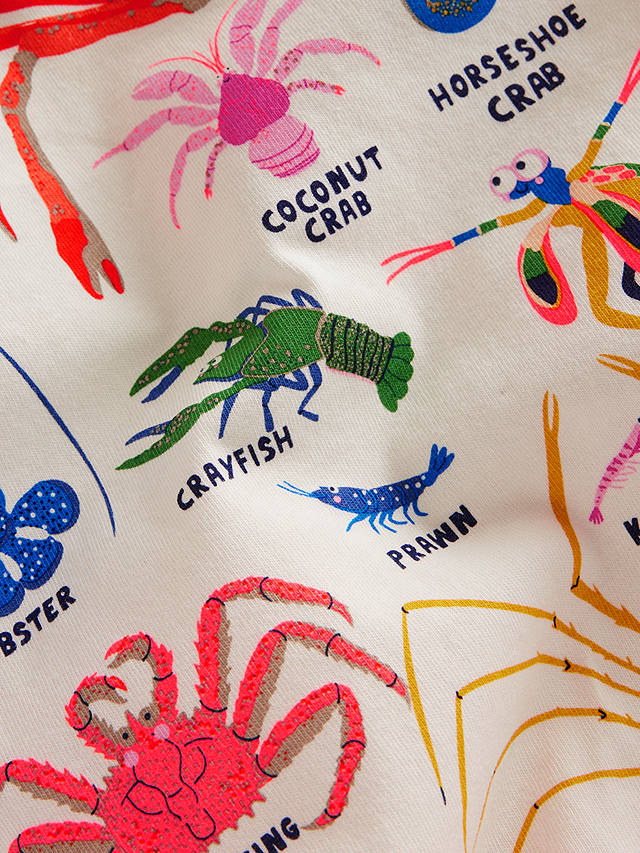 Mini Boden Kids' Sealife Printed Educational T-Shirt, Ivory Crustaceans