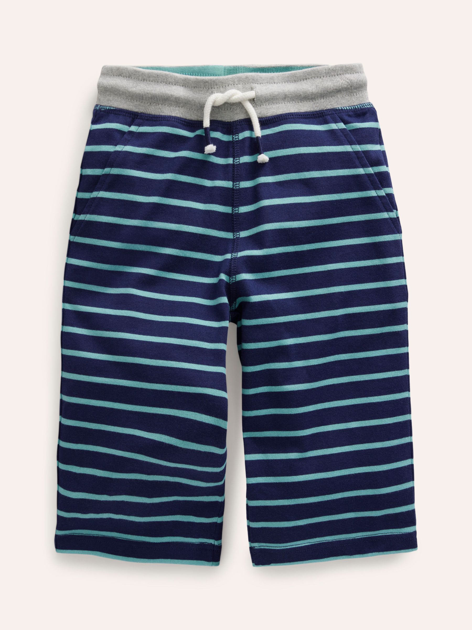 Mini Boden Kids' Stripe Jersey Baggy Shorts, Georgian Blue, 3 years
