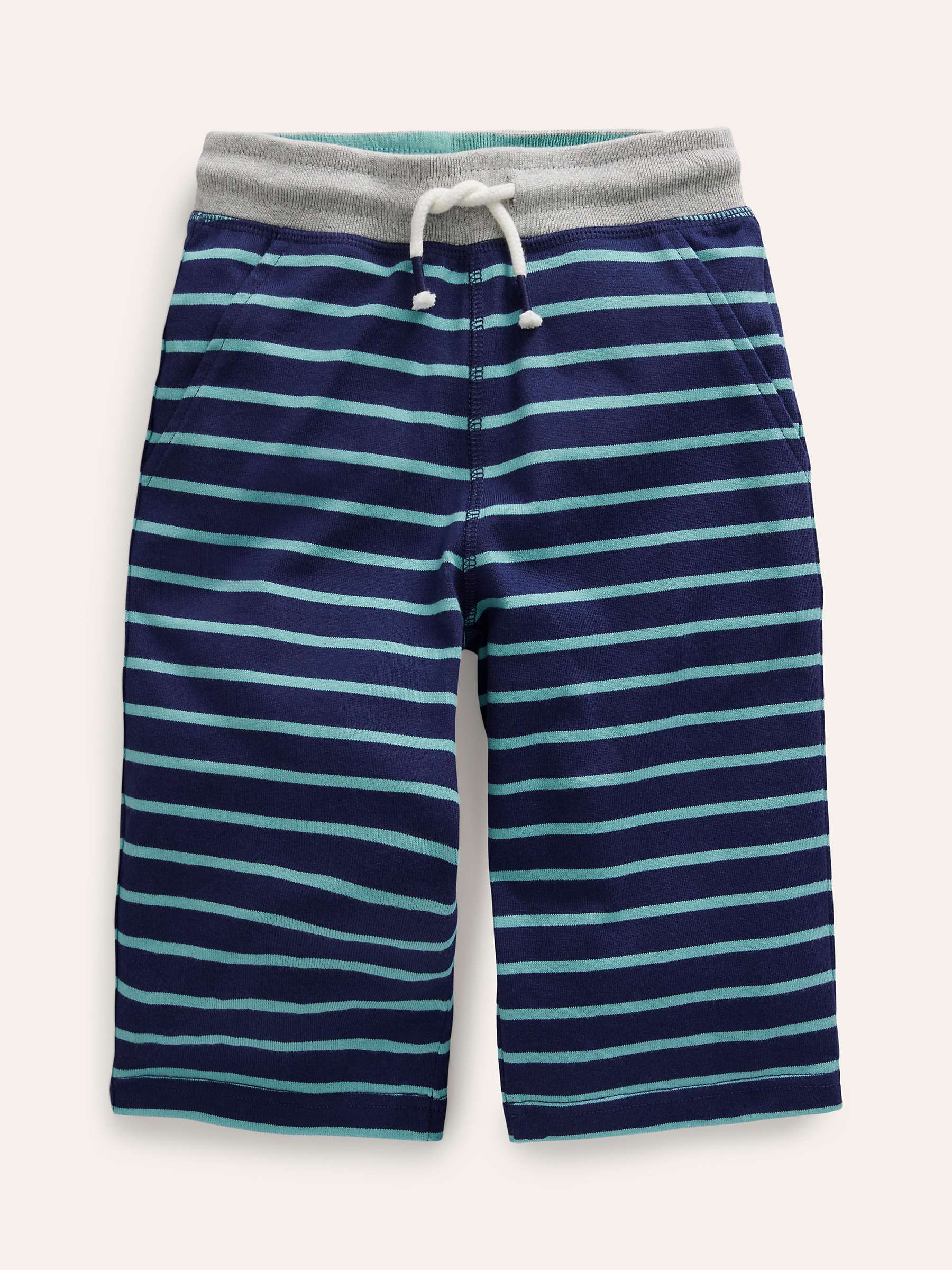 Buy Mini Boden Kids' Stripe Jersey Baggy Shorts, Georgian Blue Online at johnlewis.com