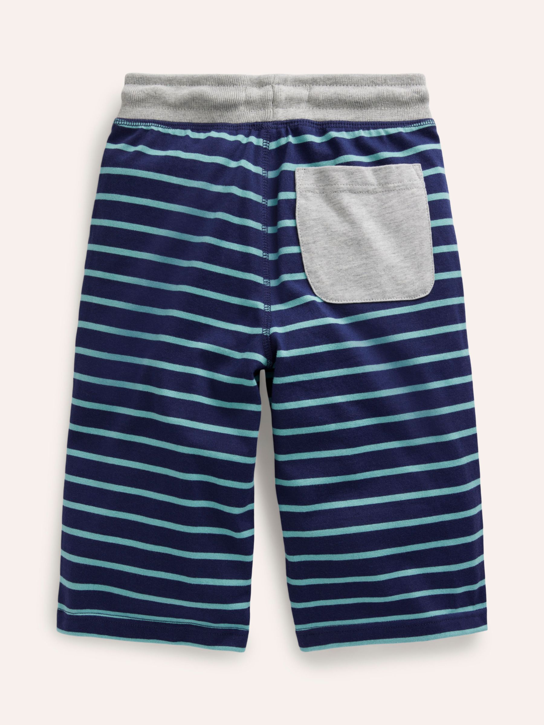 Mini Boden Kids' Stripe Jersey Baggy Shorts, Georgian Blue, 3 years