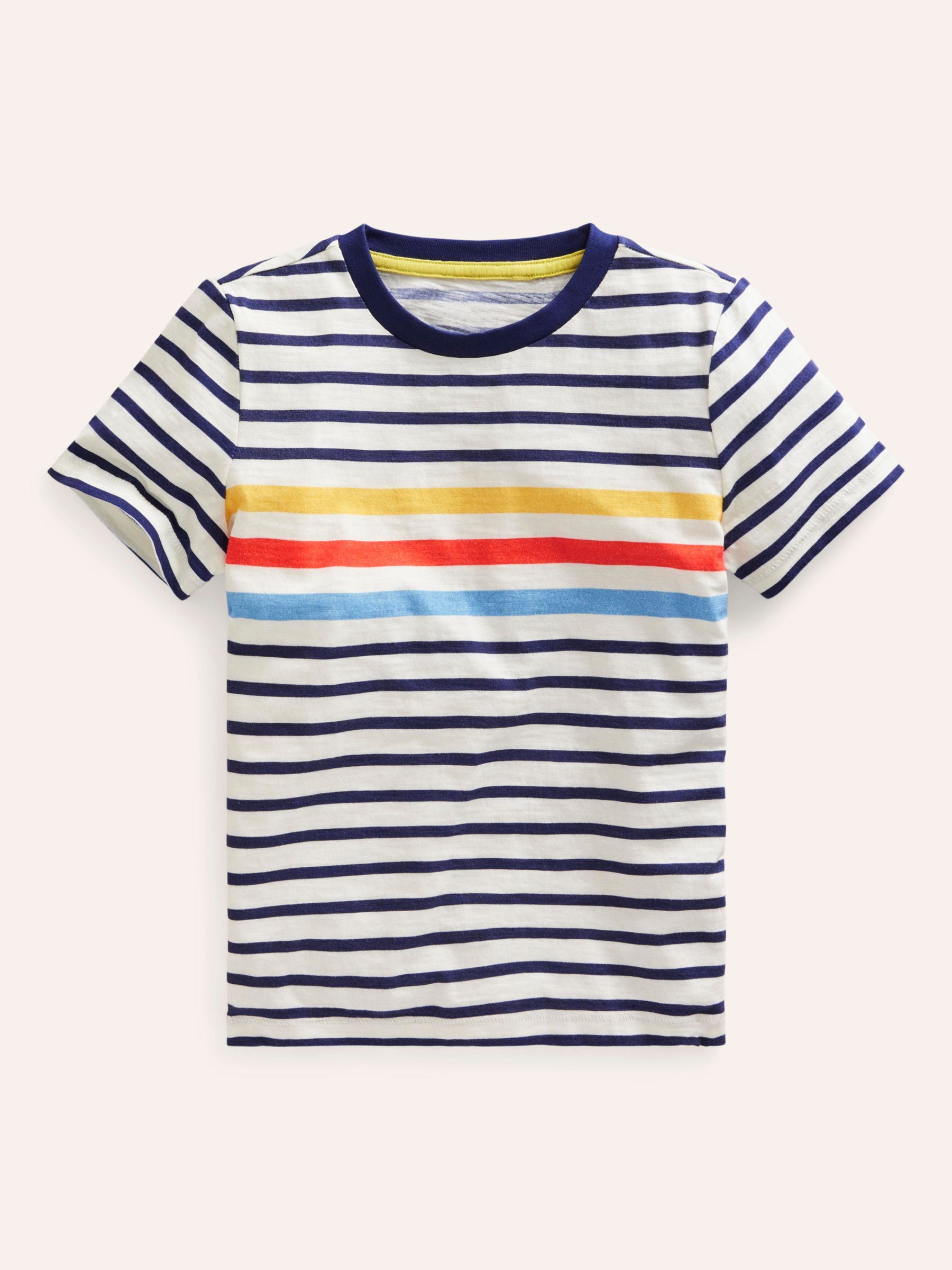 Buy Mini Boden Kids' Rainbow Stripe T-Shirt, Navy/Multi Online at johnlewis.com