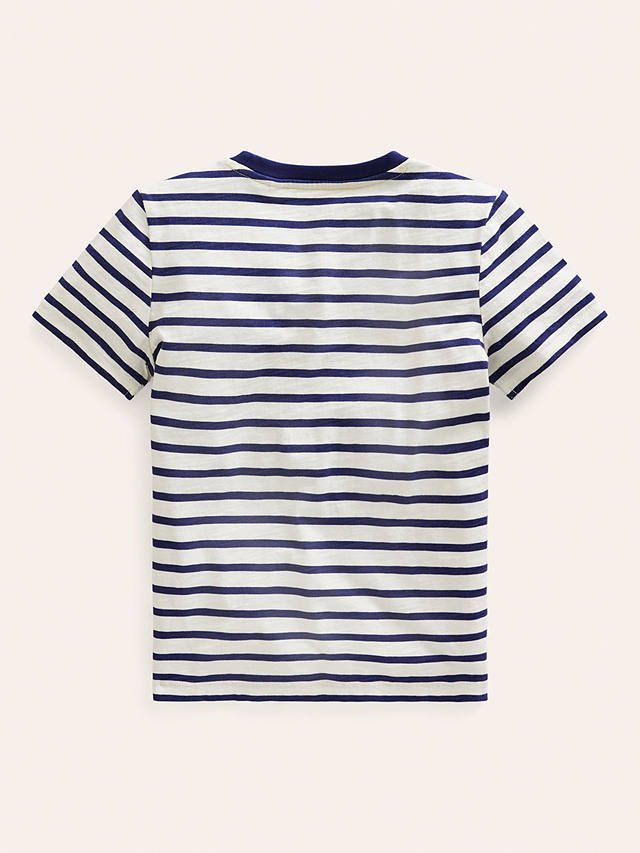 Mini Boden Kids' Rainbow Stripe T-Shirt, Navy/Multi