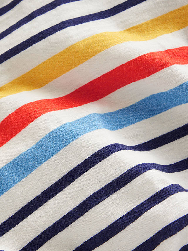 Mini Boden Kids' Rainbow Stripe T-Shirt, Navy/Multi