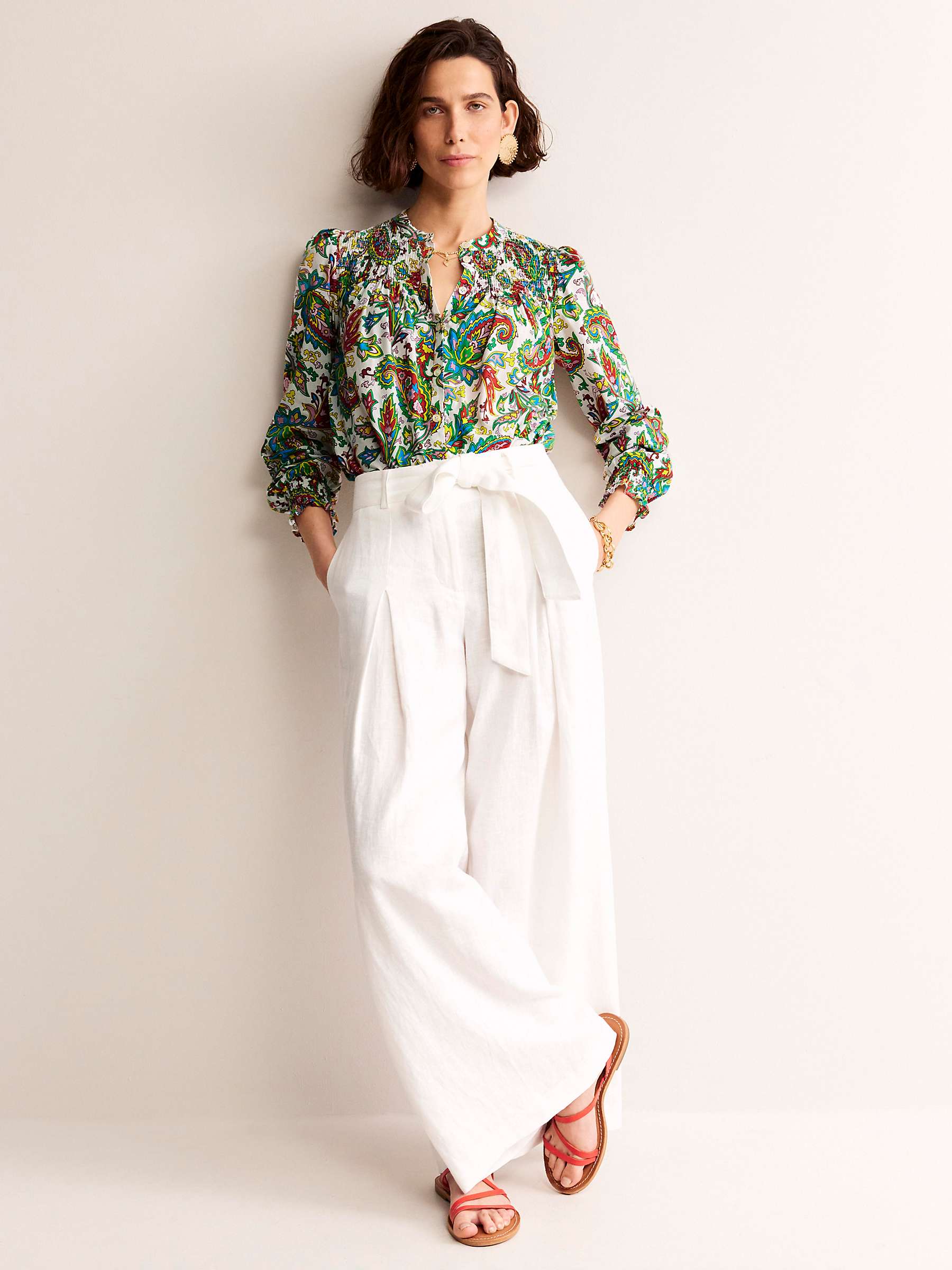 Buy Boden Helena Paisley Print Cotton Blouse, Azure/Multi Online at johnlewis.com