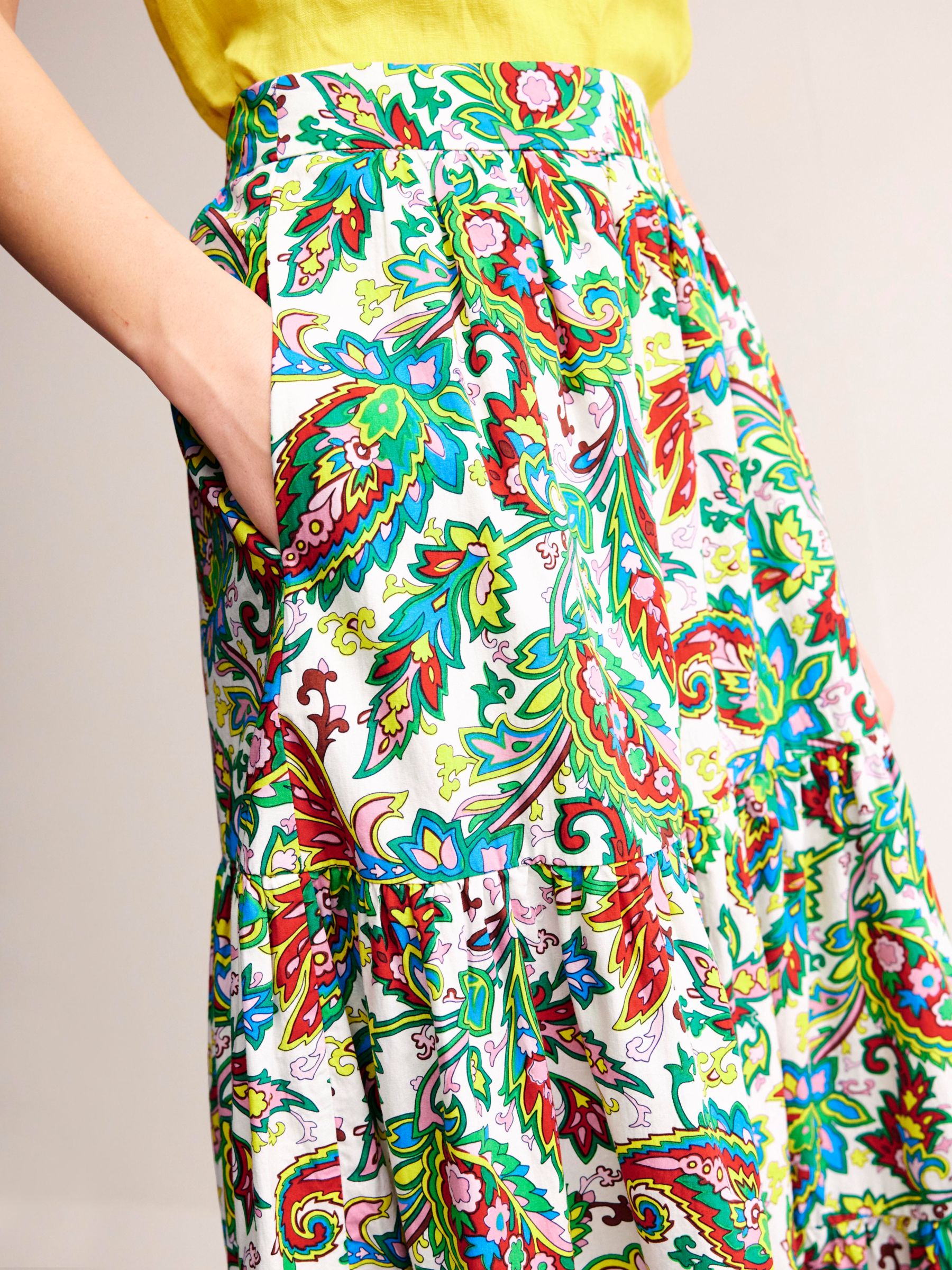 Buy Boden Lorna Tiered Maxi Skirt, Ivory/Paisley Azure Online at johnlewis.com