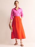 Boden Florence Linen Midi Skirt, Orange, Mandarin Orange