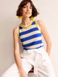 Boden Maggie Linen Stripe Tank Top, Blue/Warm Ivory, Blue/ Warm Ivory