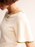Boden Maggie Boat Neck Linen T-Shirt, Warm Ivory, Warm Ivory
