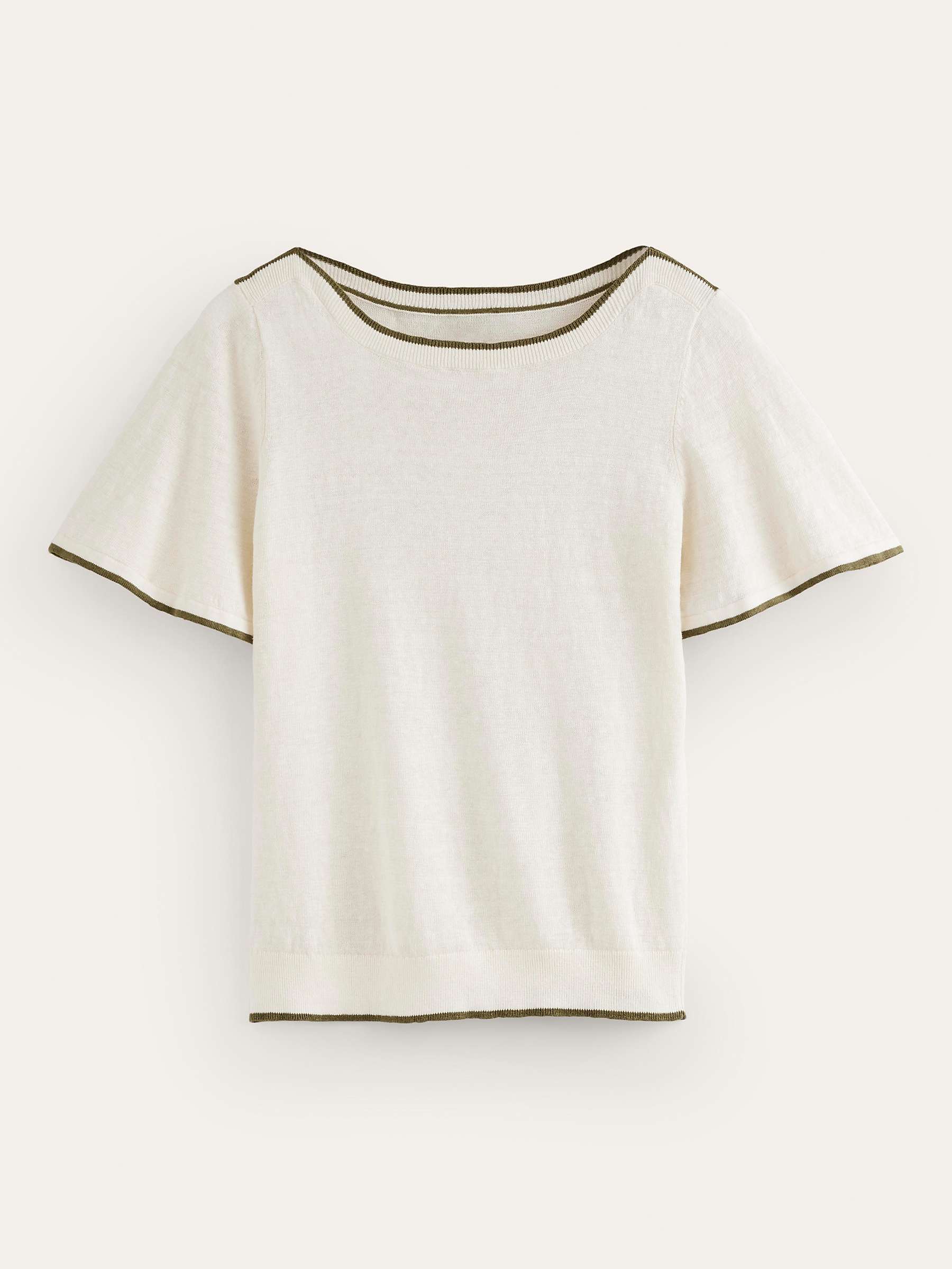 Buy Boden Maggie Boat Neck Linen T-Shirt, Warm Ivory Online at johnlewis.com