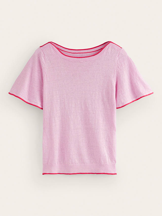 Boden Maggie Boat Neck Linen T-Shirt, Sweet Lilac Pink