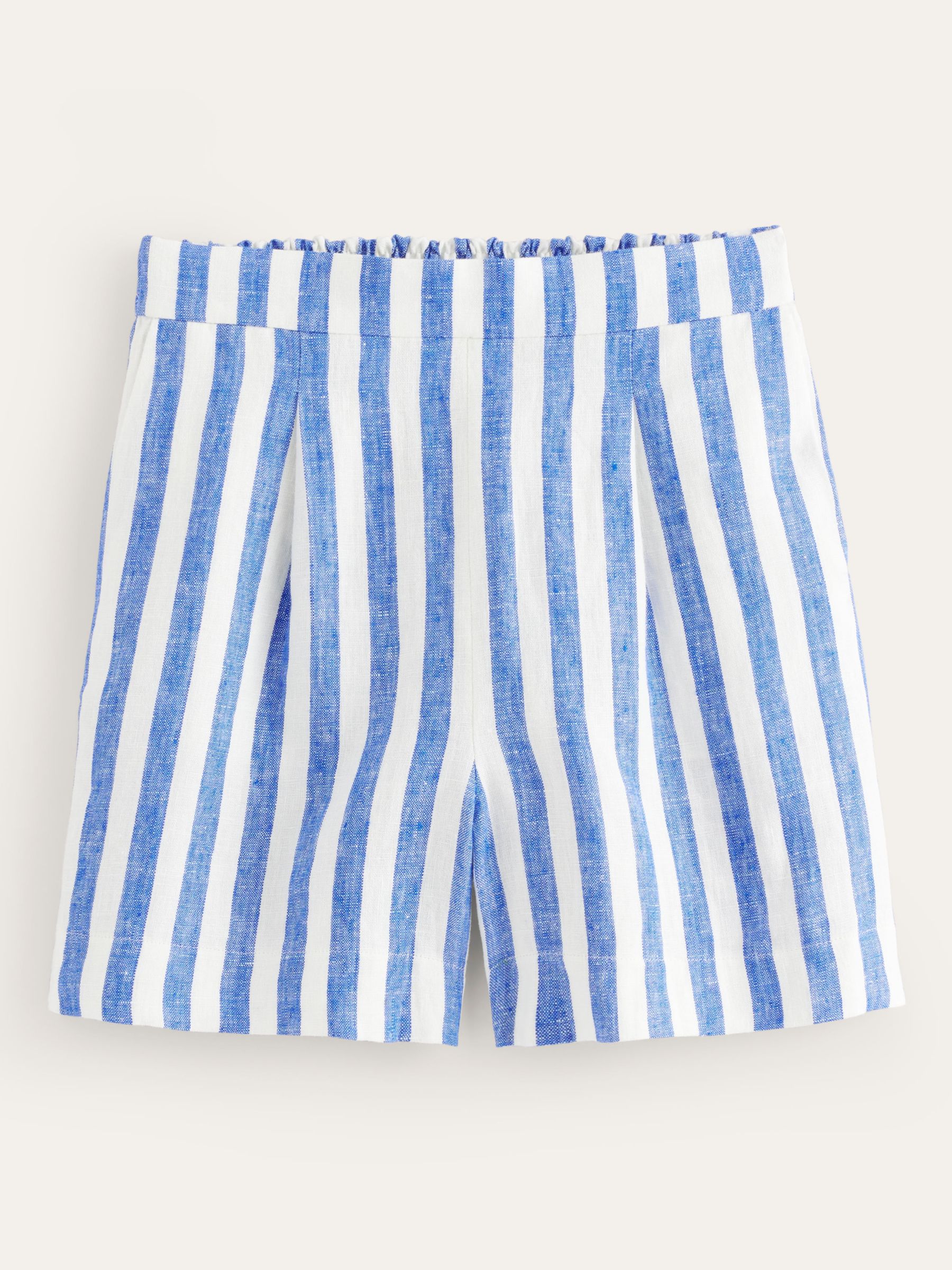Boden Hampstead Striped Linen Shorts, Blue/Ivory, 18