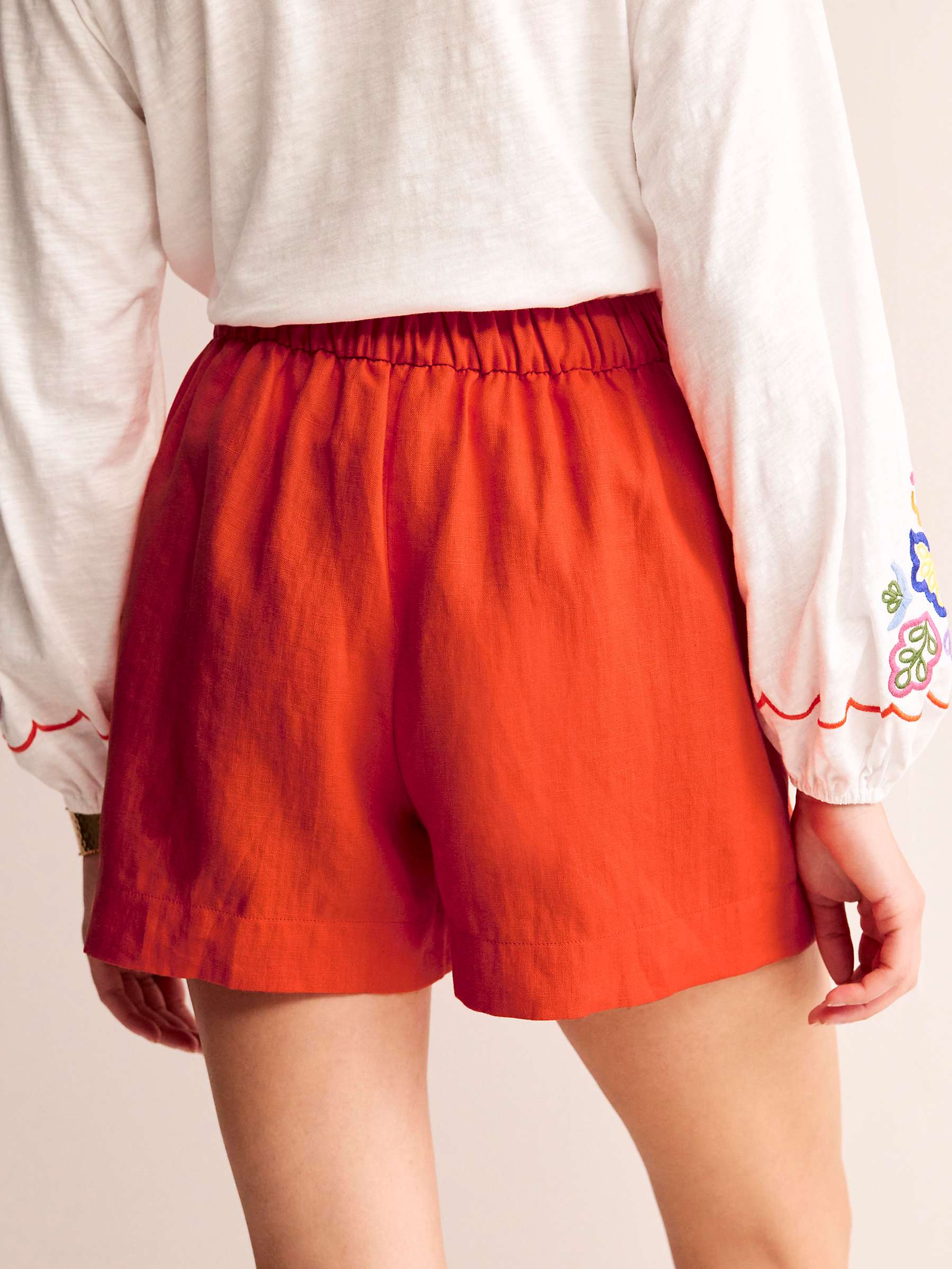 Buy Boden Hampstead Linen Shorts, Mandarin Orange Online at johnlewis.com