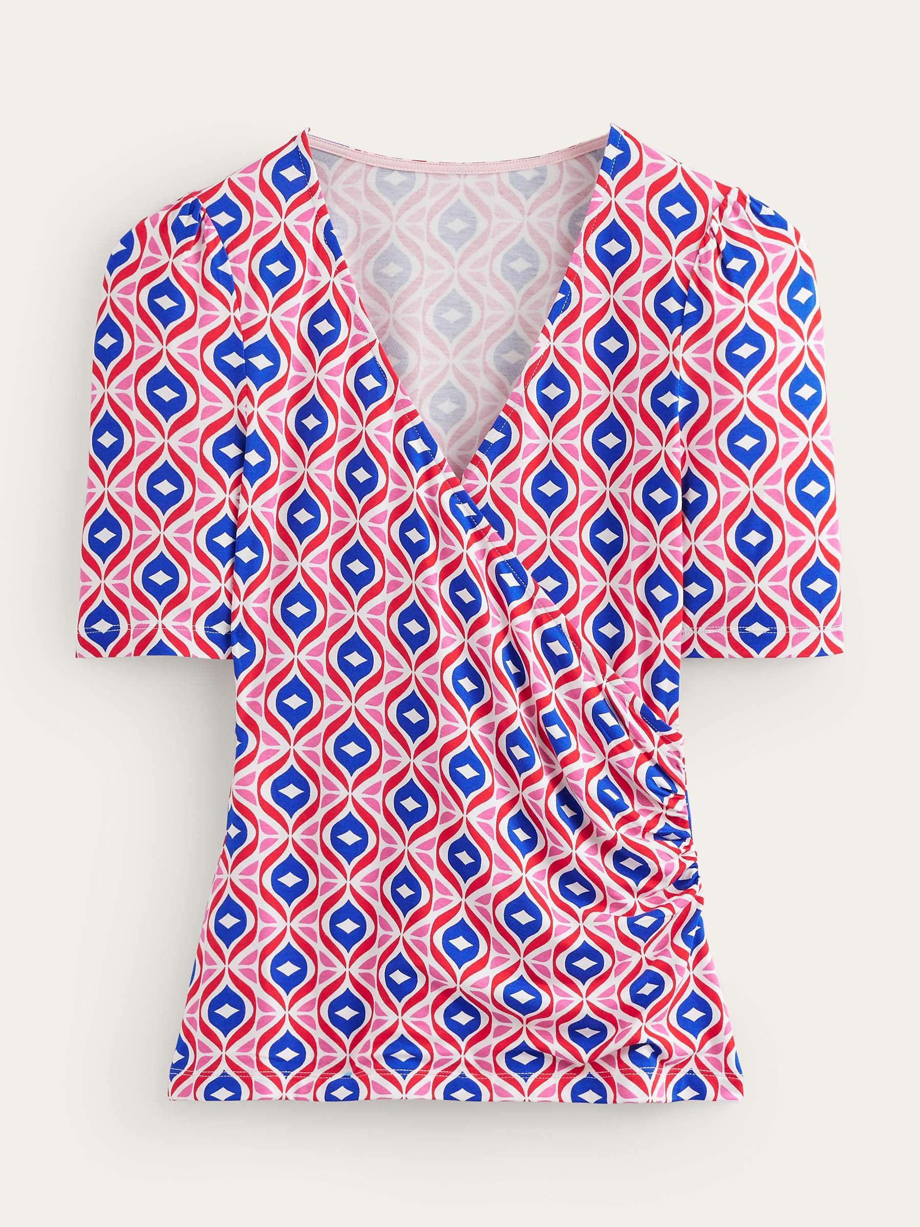 Buy Boden Wrap Front Abstract Wave Print Jersey Top, Rubicondo Online at johnlewis.com