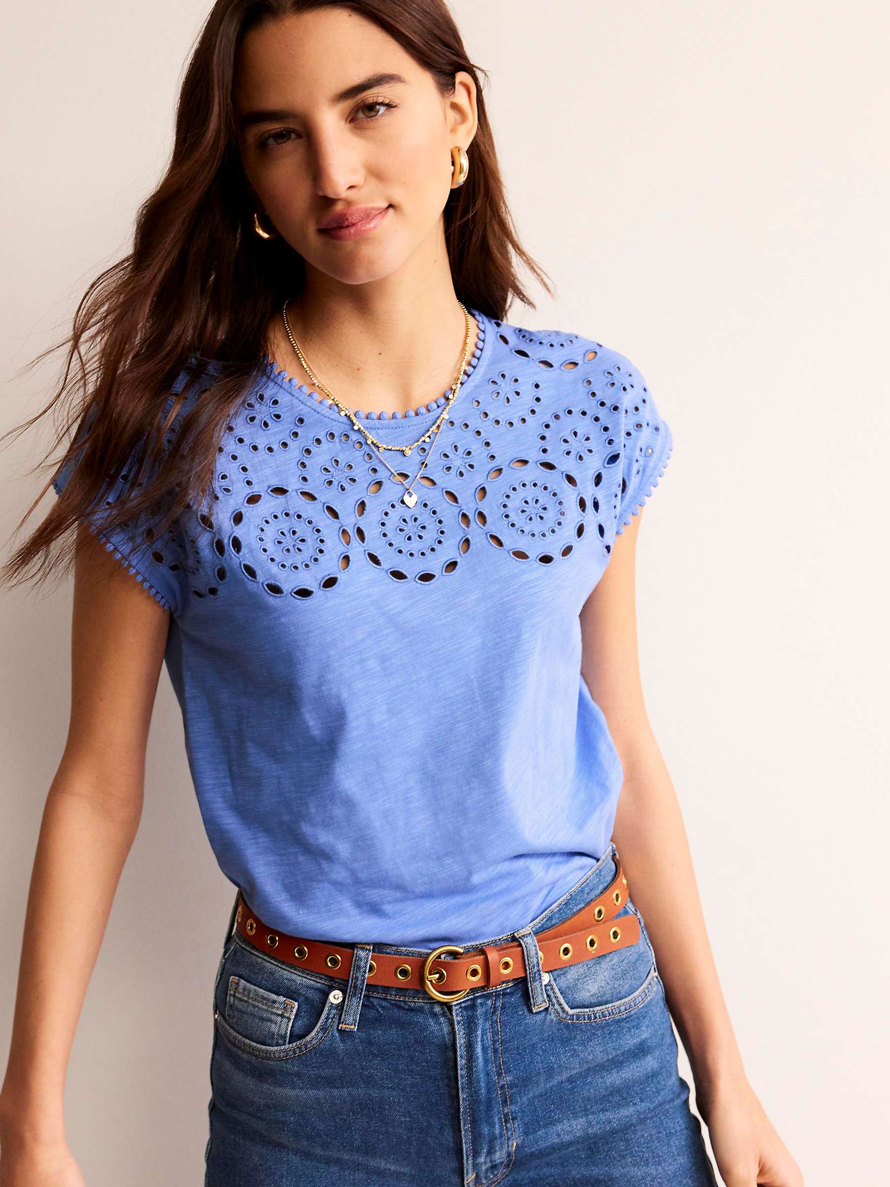 Buy Boden Sasha Broderie Cotton T-Shirt Online at johnlewis.com