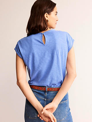 Boden Sasha Broderie Cotton T-Shirt, Ebb And Flow
