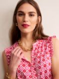 Boden Olive Sleeveles Floral Tile Print Blouse, Pink, Pink