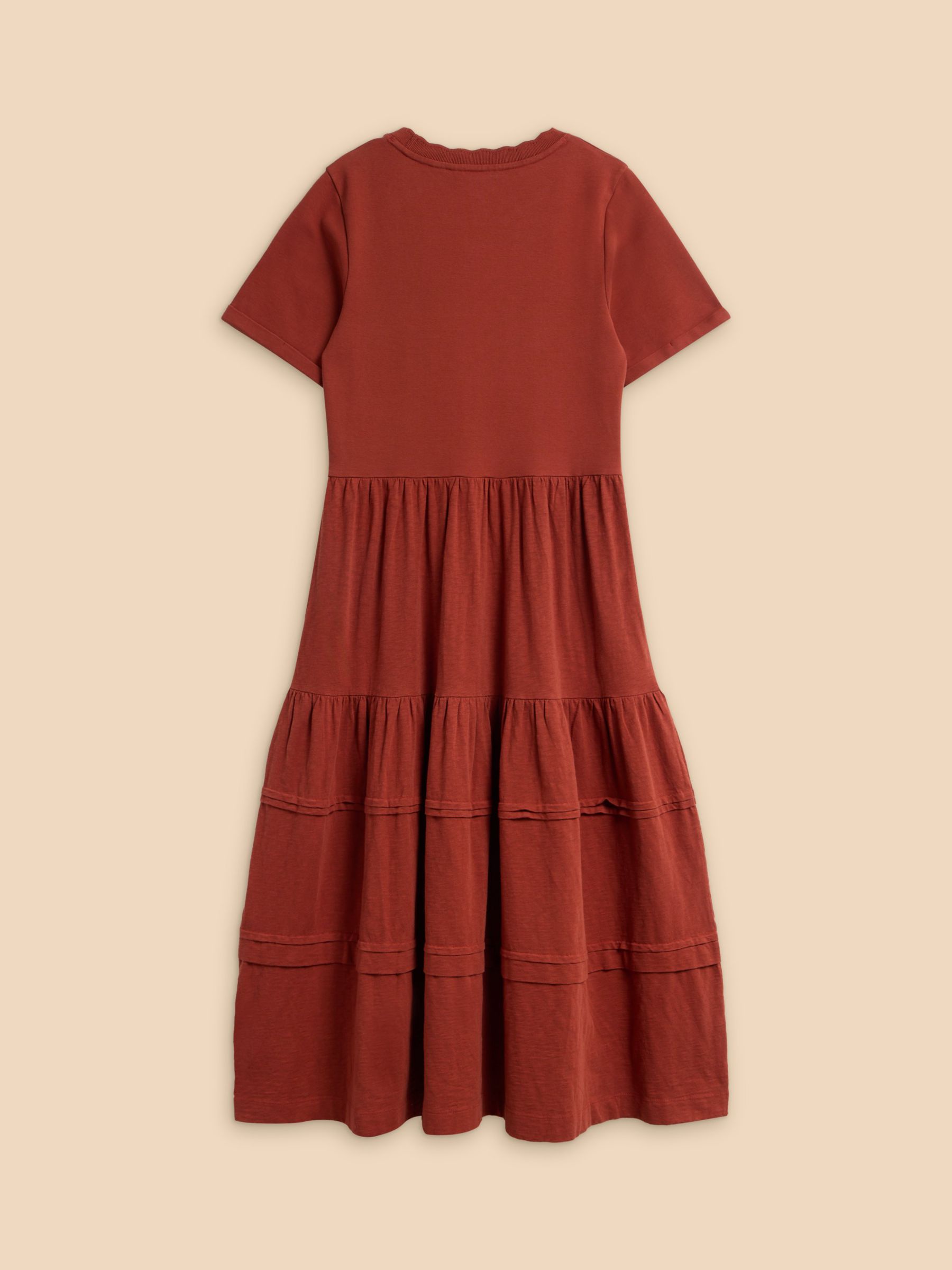 White Stuff Vera Tiered Midi Dress, Dark Red, 6