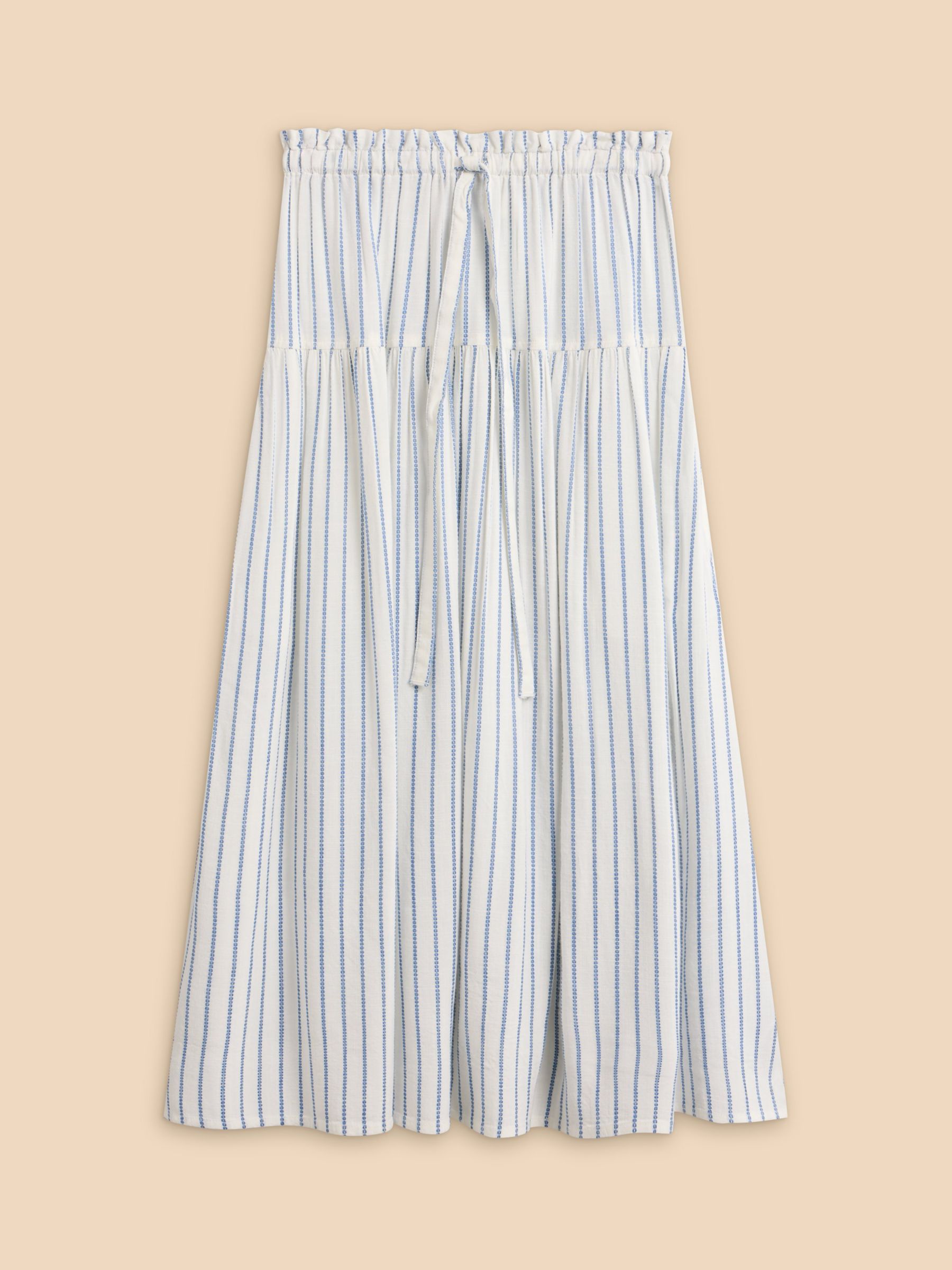 White Stuff Seema Stripe Midi Skirt, Ivory/Blue, 14